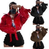 Fashion Solid Color PU Leather Jacket YD-8820