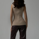 High Neck  Solid Color Sleeveless Tops YMZY-21141