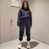 Long Sleeve Solid Color Two Piece Pants Set YMZY-9014