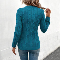 Solid Color Long Sleeve Pullover Sweater  GDAM-7179