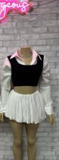 Pre Order: About 7 work days shipping Casual Contrast Color Bubble Two Piece Skirts Set YUEM-50004