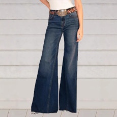 Fashion Washed Denim Loose Flare Jeans GKNF-6585