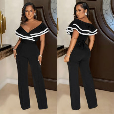 Sleeveless V Neck Solid Color Jumpsuit BY-7052