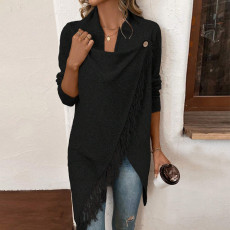 Fashion Cardigan Irregular Tassel Sweater GDAM-7203