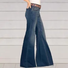 Fashion Washed Denim Loose Flare Jeans GKNF-6585