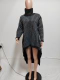 High Neck Hot Drill Thickened Loose Dress QYXZ-9156
