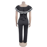 Sleeveless V Neck Solid Color Jumpsuit BY-7052