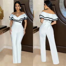 Sleeveless V Neck Solid Color Jumpsuit BY-7052