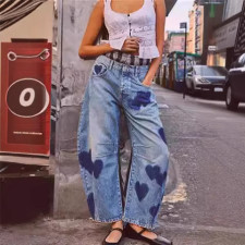 Casual Loose Love Wash Jeans GKNF-849