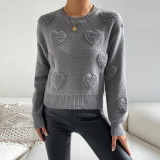 Peach Heart Sweater Pullover Long Sleeve Top GDAM-1021