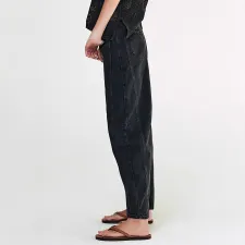 Black Washed Loose Straight Jeans GKNF-848