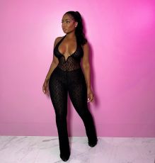Pre Order: About 7 work days shipping Hollow Out Lace See Through Jumpsuit YUEM-50005
