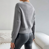 Peach Heart Sweater Pullover Long Sleeve Top GDAM-1021