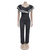 Sleeveless V Neck Solid Color Jumpsuit BY-7052
