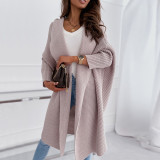 Drop Shoulder Long Sleeve Cardigan Long Sweater Coat GDAM-7191