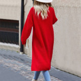 Long Sleeve Loose Sweater Split Midi Dress GDAM-7205