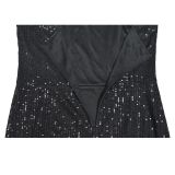 Sequin Feather Patchwork Sling Mini Dress BY-7076