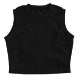 Solid Color Sleeveless Tops And Pants 2 Piece Set AIL-290