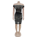 Sexy Ho Diamond Long Sleeve Mini Dress GFYX-7125