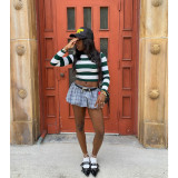 Plaid Print Pod Pant Skirt With Bottoms ASL-6767