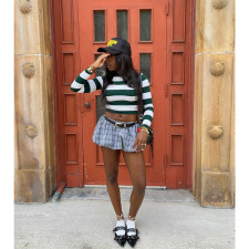 Plaid Print Pod Pant Skirt With Bottoms ASL-6767