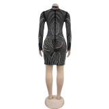 Long Sleeve Hot Drill Mini Dress GFYX-7063