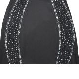 Sexy Sling Hot Drill Splicing Midi Dress GFYX-7070