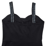 Sexy Sling Hot Drill Splicing Midi Dress GFYX-7070