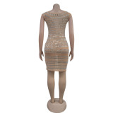 Sexy Ho Diamond Long Sleeve Mini Dress GFYX-7125
