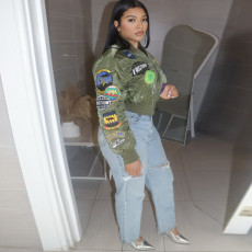 Fashion Long Sleeve Embroidered  Aviator Jacket YNSF-2668