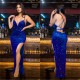Sequin Velour Sling Backless Maxi Dress BY-7065