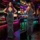 Sleeveless Deep V Neck Hot Drill Maxi Dress BY-7069