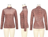 High Neck Velour Burnout Long Sleeve Bottom Shirt Top ASL-6768
