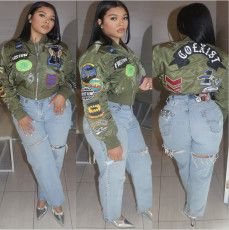 Fashion Long Sleeve Embroidered  Aviator Jacket YNSF-2668