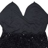 Sequin Velour Sling Backless Maxi Dress BY-7065