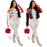 Printed Long Sleeve Zipper Short Jacket YNSF-2667
