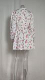 Plus Size Print V Neck Lace Mini Dress GHHE-8536