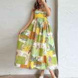 Plus Size Printed Colorful Painted Halter Long Dress GHHE-24549