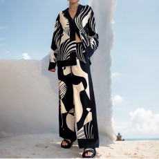 Plus Size Print Long Sleeve Pants 2 Piece Set GHHE-24531