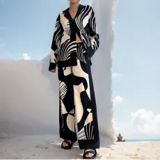 Plus Size Print Long Sleeve Pants 2 Piece Set GHHE-24531