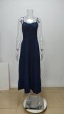 Plus Size Solid Color Sling Midi Dress GHHE-28268