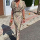 Plus Size Print V Neck Bodycon Dress GHHE-28206