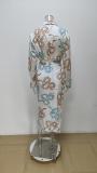 Plus Size Print Long Sleeve Shirt Dress GHHE-28513