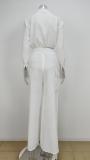 Plus Size Solid Color Shirt Wide Leg Pants Suit GHHE-8777