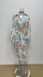 Plus Size Print Long Sleeve Shirt Dress GHHE-28513