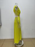 Plus Size Hollow Out V Neck Pleated Long Dress GHHE-28175