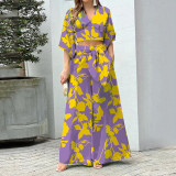 Plus Size V-Neck Lantern Sleeve Crop Top Wide Leg Pants Set GHHE-86478