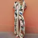 Plus Size Print Short Sleeve Shirt Two Piece Pants Set GHHE-28200