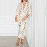 Plus Size Print Long Sleeve Shirt Dress GHHE-28513
