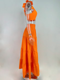 Plus Size Solid Sleeveless Big Swing Sling Maxi Dress GHHE-8114